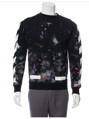 Off-White Virgil Abloh Paint Splatter Crew Neck Sweatshirt